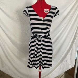 Black & White Stripe Wrap Dress by Fire Los Angeles size Small